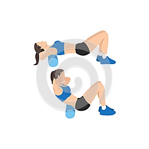 Woman doing Foam roller upper back stretch