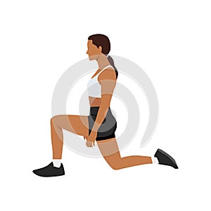 Woman doing half kneeling hip flexor stretch