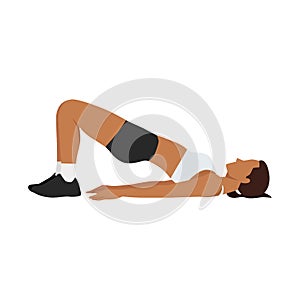 Woman doing hamstring walkout exercise. Flat vector