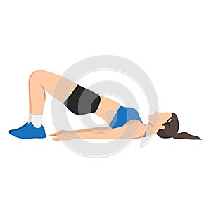 Woman doing hamstring walkout exercise photo