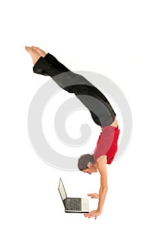 Woman doing handstand