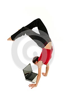 Woman doing handstand