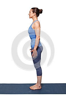 Woman doing Hatha Yoga asana Tadasana