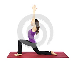 Woman doing a High Lunge Variation in Yoga