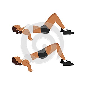 Woman doing hip raises. Butt lift. Bridges exercise