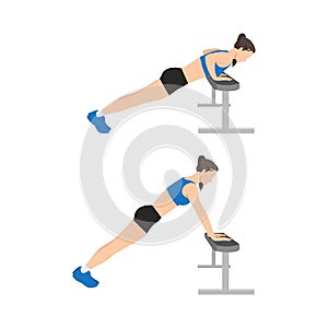 Woman doing Incline push ups exercise.