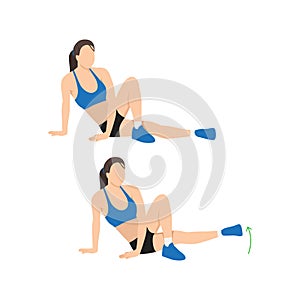 Woman doing Inner Thigh Lifts exercise flat vector