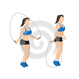 Woman doing Jump rope.Skipping cardio exercise.