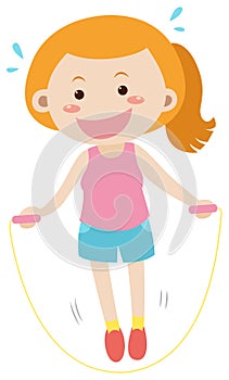 Woman doing jumprope alone photo