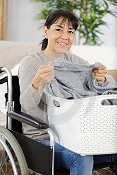 woman doing laundry at home