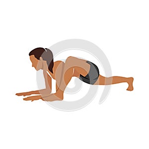 Woman doing Lizard pose utthan pristhasana exercise.