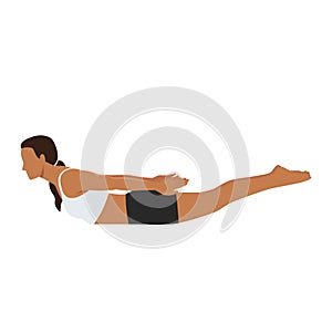 Woman doing Locust yoga pose. Salabhasana. Flat vector