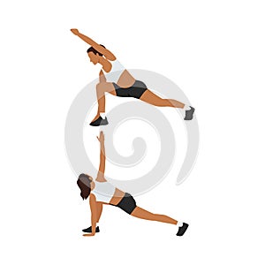 Woman doing Lunge with reach and twist stretch