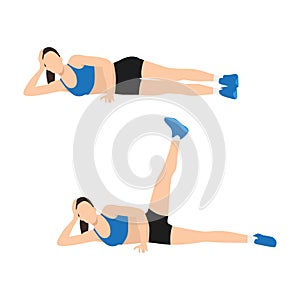 Woman doing Lying side hip abduction exercise.