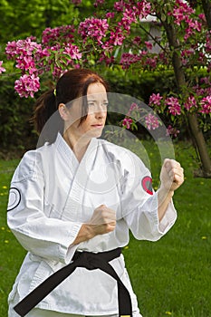Woman doing martial art