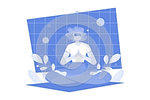 Woman Doing Meditation In The Metaverse