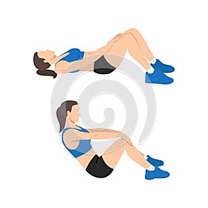 Woman doing modified crunches. Abdominals exercise