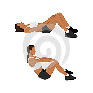 Woman doing modified crunches. Abdominals exercise