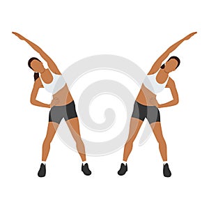 Woman doing Obliques stretch exercise.