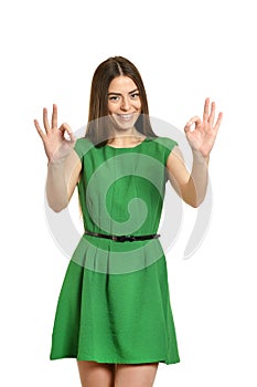 Woman doing OK gesture