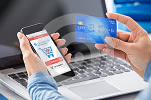 Woman Doing Online Shopping Using Credit Card