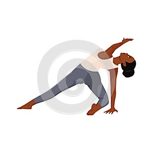 Woman doing Parivrtta Parighasana or Revolving Beam Yoga Pose