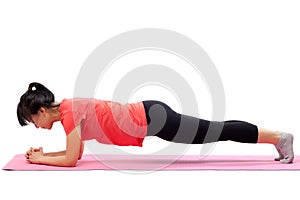 Woman doing plank exercise