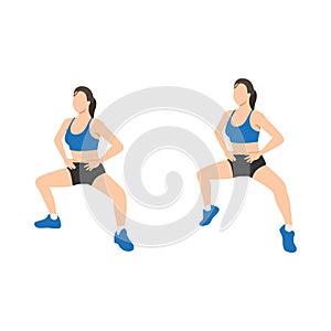 Woman doing plie squat calf raise exercise. Flat vector
