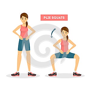 Woman doing plie squats exercise. Workout for the butt photo