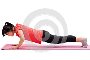 Woman doing push up workout