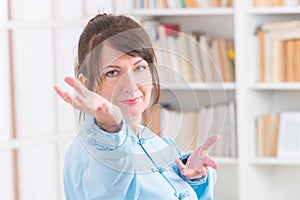 Woman doing qi gong tai chi exercise