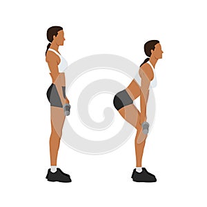 Woman doing Rack pulls exercise. Flat vector