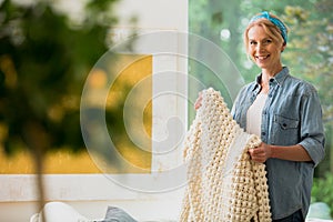 Woman doing random housework routine