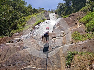 Rappel on waterfalls photo