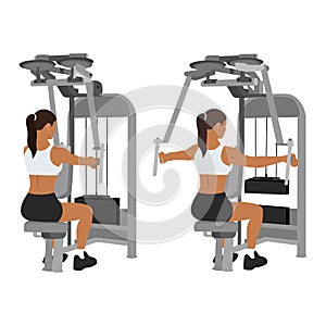 Woman doing rear delt machine flyes exercise