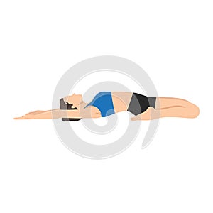 Woman doing Reclining Hero Pose Variation Hands On Thights