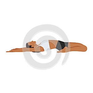 Woman doing Reclining Hero Pose Variation Hands On Thights