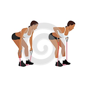 Woman doing Resistance band bent over rows