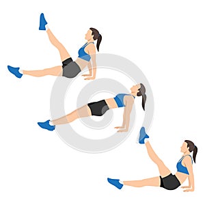 Woman doing Reverse plank leg raises exercise.