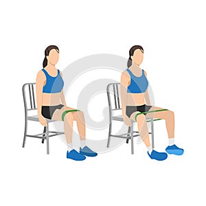 Woman doing Seated abduction exercise.