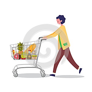 Woman doing shopping in Supermarket with shopping basket