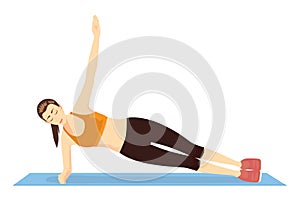 Woman doing a side plank.