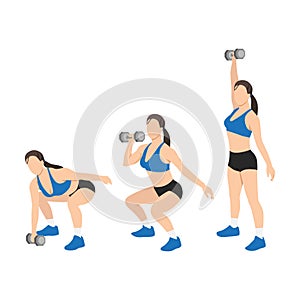 Woman doing Single arm dumbbell snatch exercise.