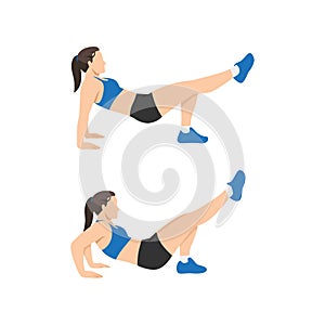 Woman doing Single leg trice dips exercise.