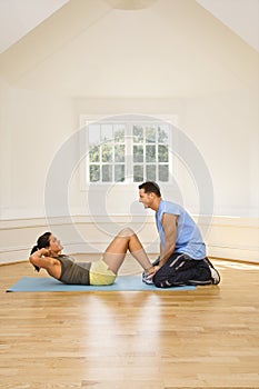 Woman doing sit ups