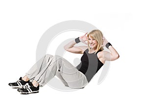 Woman doing situps photo