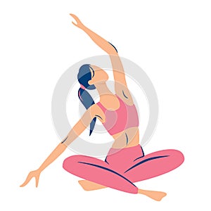 Woman doing sport  yoga  fitness exercise. Illustrations for yoga fitness  beauty  spa  wellness  natural products  cosmetics