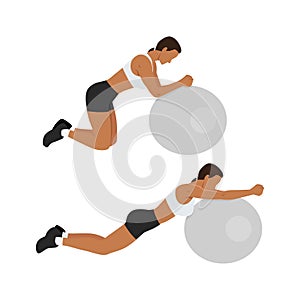 Woman doing Stability or Swiss Ball Rollout exercise, Woman workout fitness