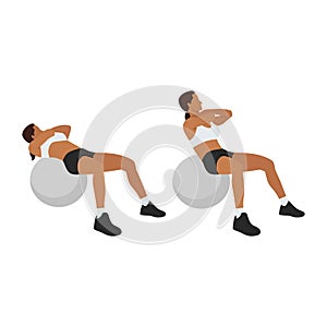 Woman doing stability,swiss,exercise ball crunches