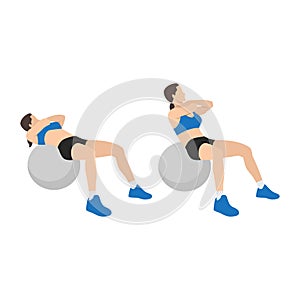 Woman doing stability,swiss,exercise ball crunches